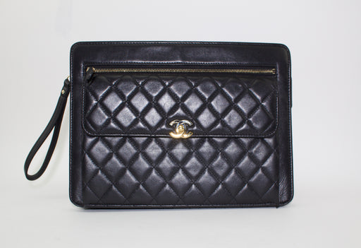 CHANEL LAMBSKIN WRISTLET FLAP POUCH