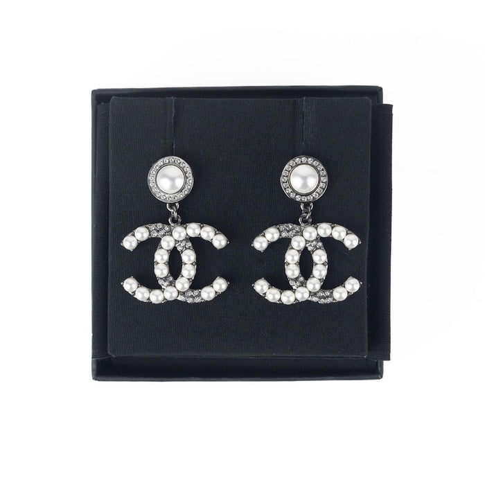 Chanel Pearl and Crystal CC Earrings