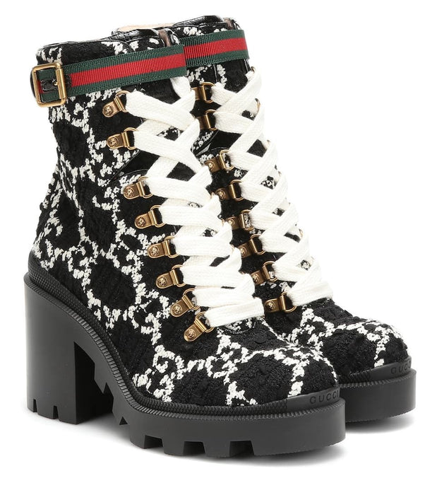 Gucci GG Tweed Ankle Boots