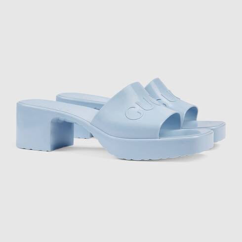 Gucci Rubber Slide Sandal Light Blue