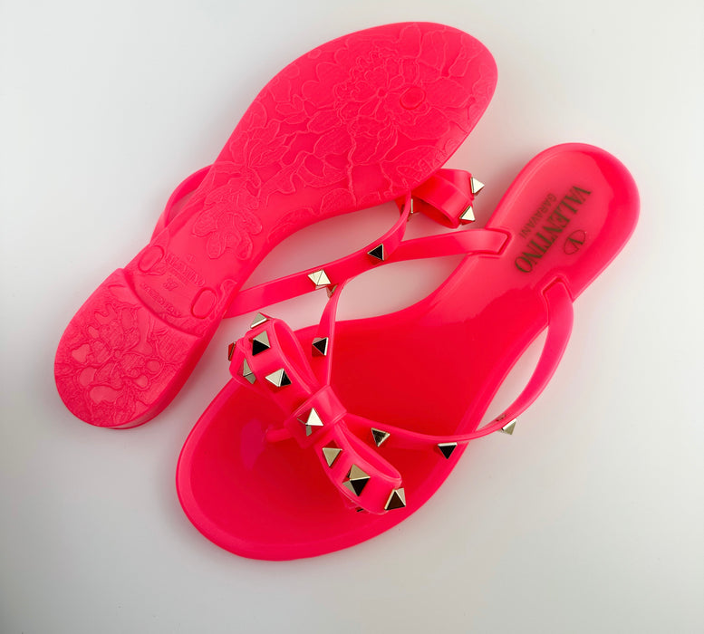 Valentino Rockstud PVC Sandals Pink