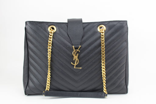 Saint Laurent Cassandra Matelasse Shopper Black Leather Tote