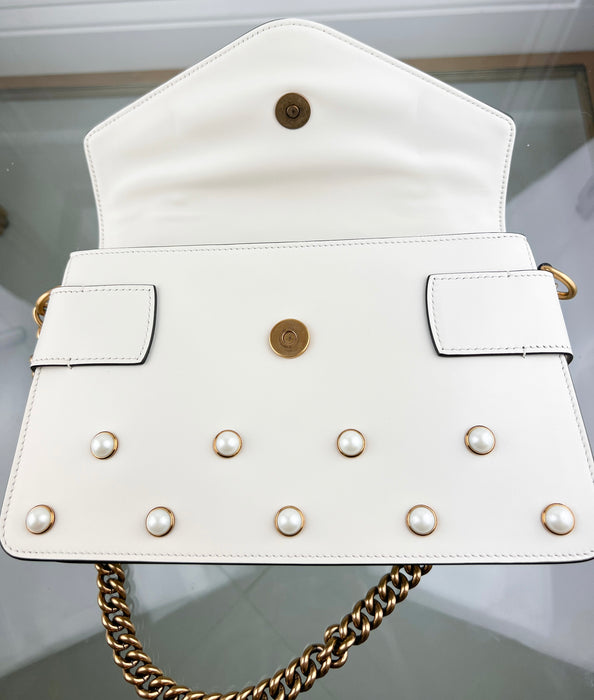 Gucci Broadway Pearly Bee Shoulder Bag Embellished Leather