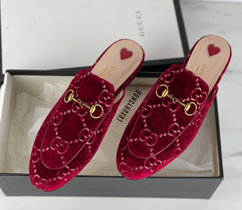 Gucci Princetown Velvet Mules
