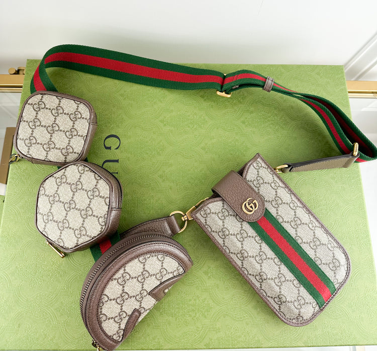 Gucci Ophidia Multiway Mini Bags In Beige