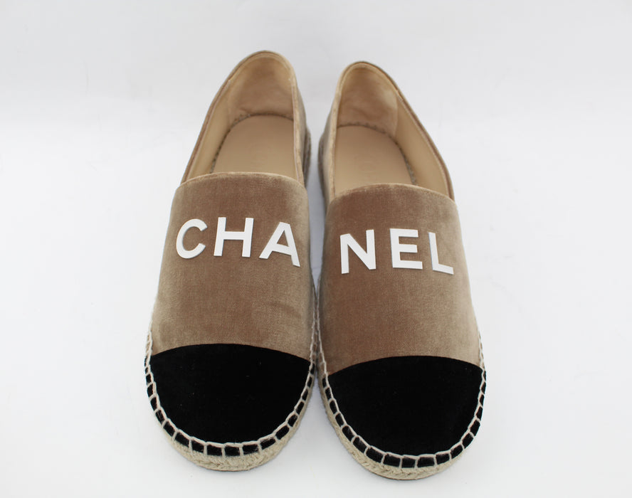 CHANEL VELVET ESPADRILLES SIZE 39