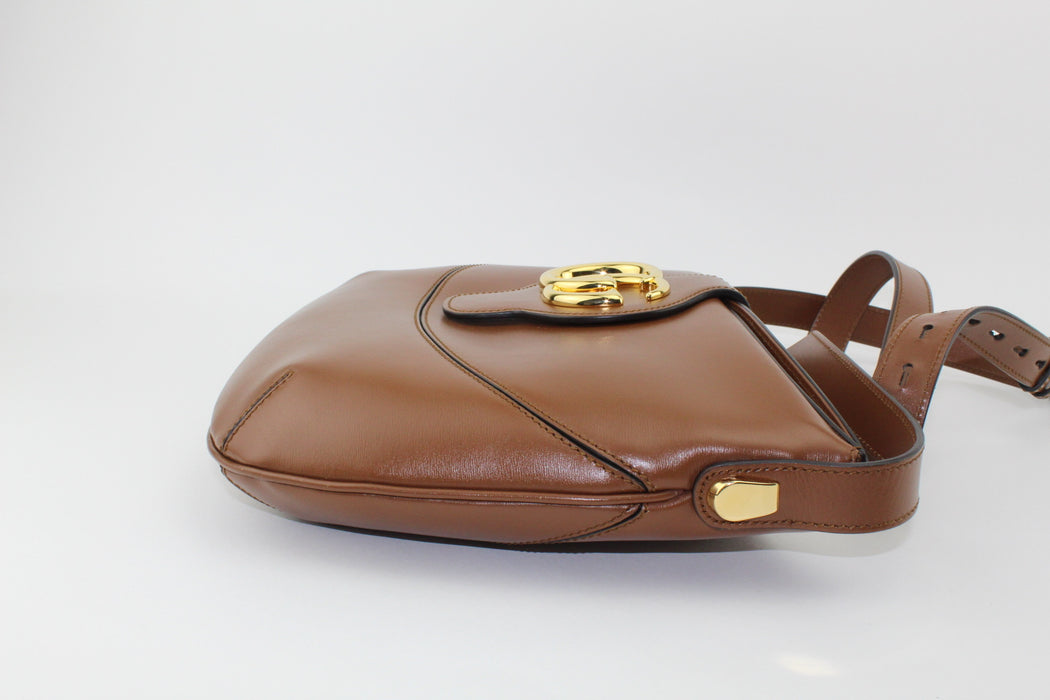 GUCCI BROWN SMOOTH LEATHER CROSSBODY BAG