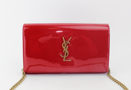 SAINT LAURENT PATENT MONOGRAM KATE CHAIN BAG RED 