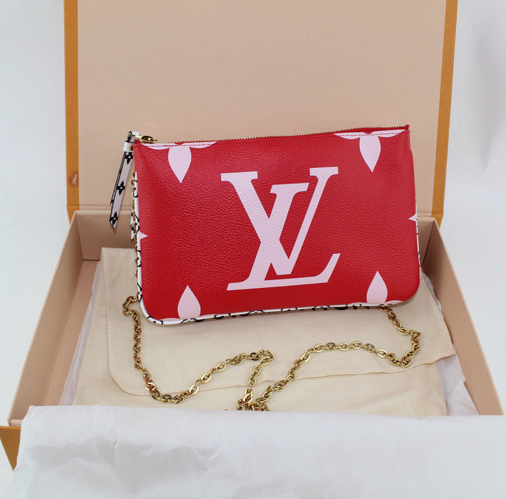 LOUIS VUITTON POUCHETTE DOUBLE ZIP MONOGRAM GRAM GIANT CHAIN BAG - LuxurySnob