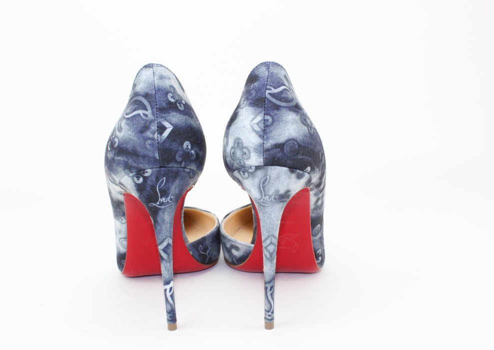 Christian Louboutin Iriza 100MM Printed Denim Heels