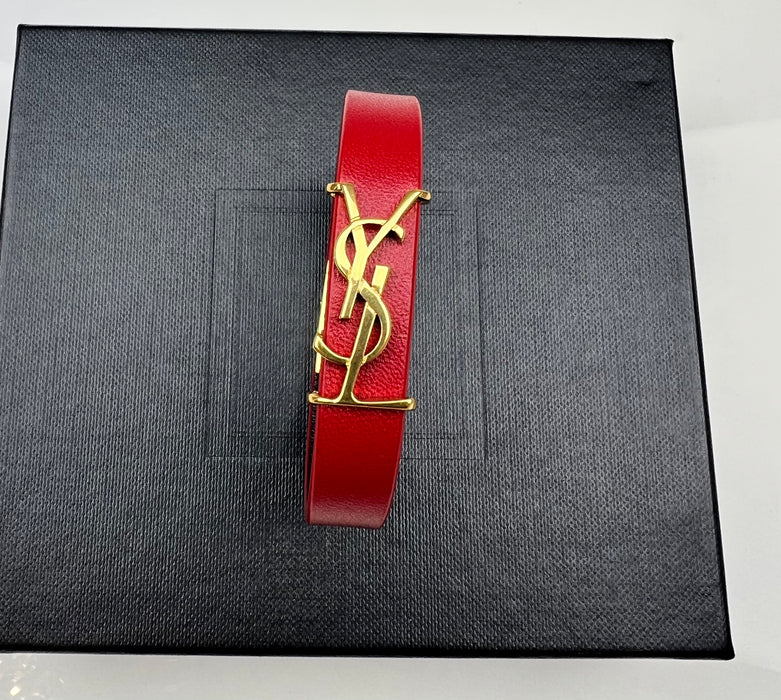 Saint Laurent Opyum Leather Bracelet Rouge Eros