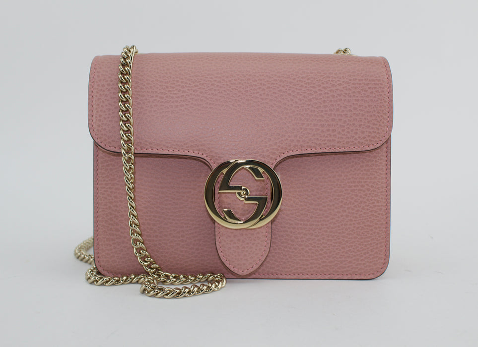 GUCCI DOLLAR CALFSKIN SMALL INTERLOCKING G SHOULDER BAG