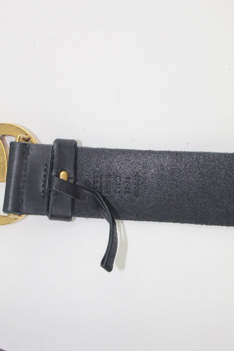 GUCCI LEATHER BELT WITH DOUBLE G BUCKLE