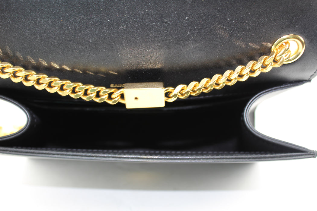 SAINT LAURENT BLACK KATE TASSEL LOGO BAG