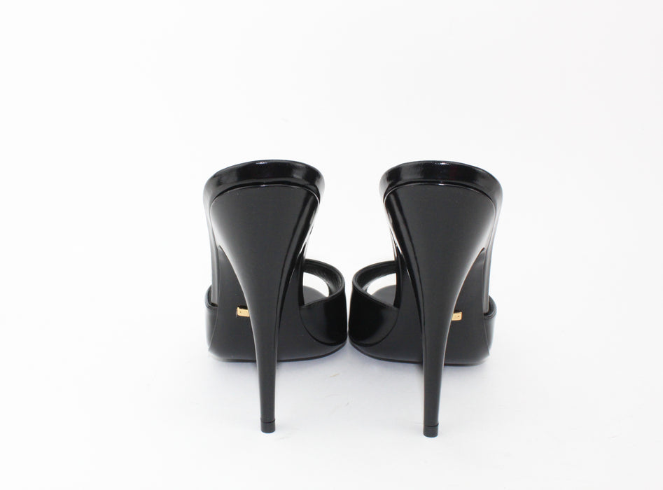 Gucci Black Patent Mule Sandals