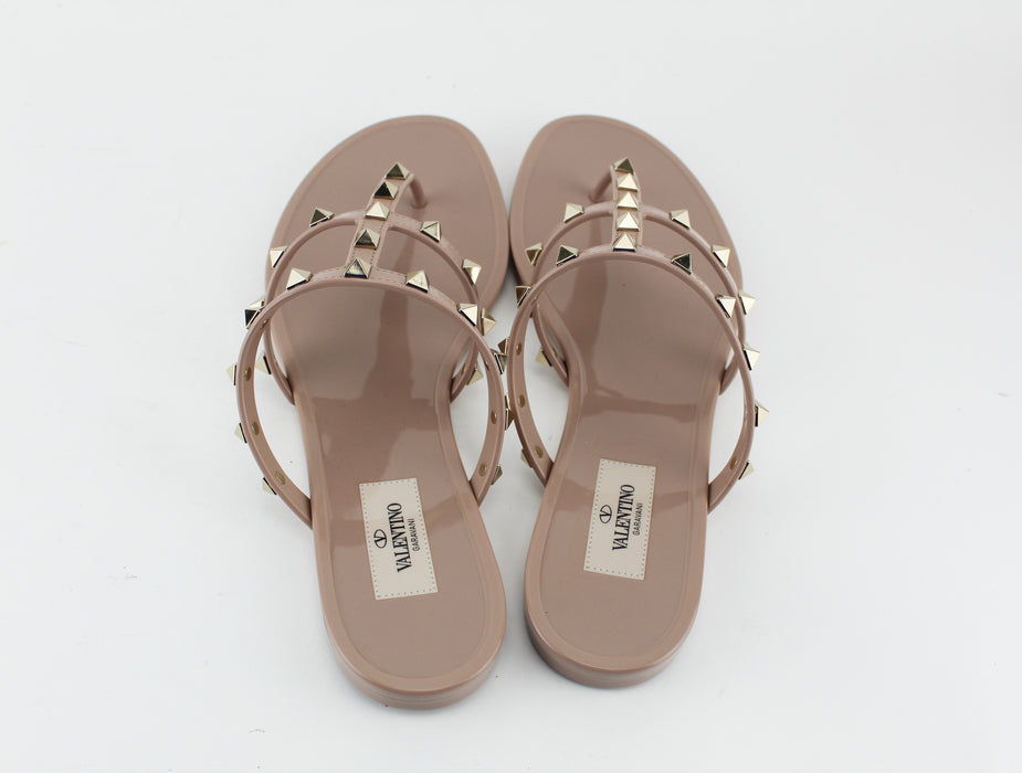 Valentino Garavani Rockstud Jelly Sandals Nude