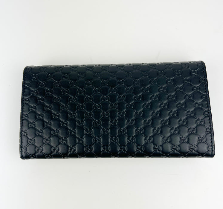 Gucci Leather Micro GG Guccissima Black Wallet