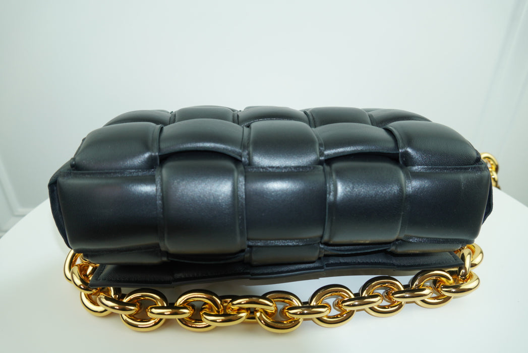 Bottega Veneta Chain Cassette Padded Leather Shoulder Bag in Black