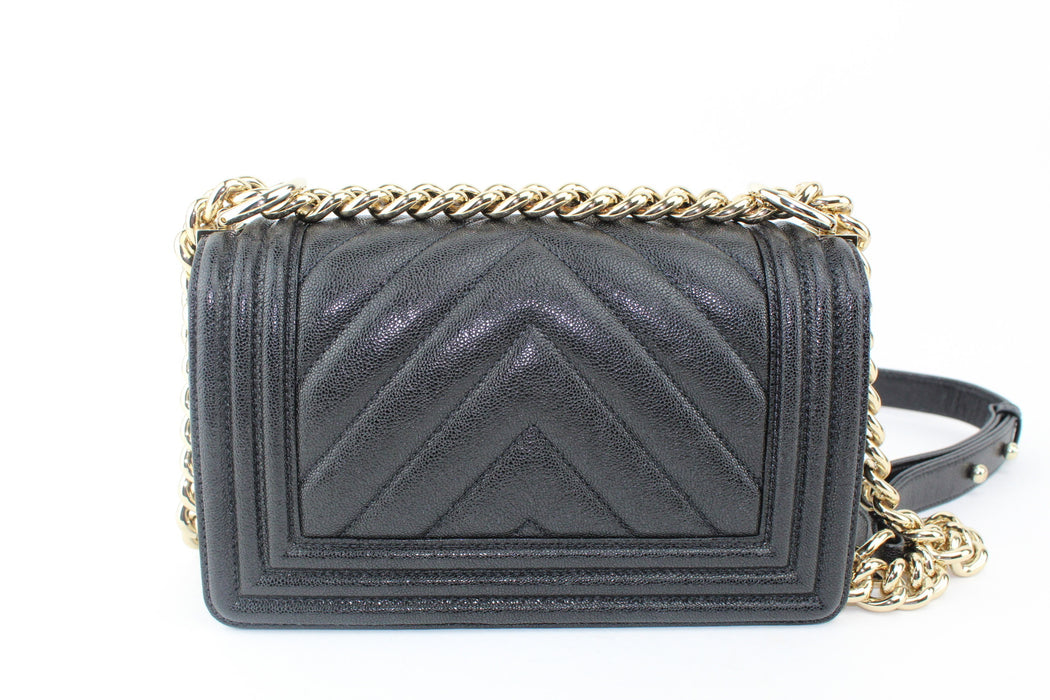 Chanel Chevron Small Boy Bag Black