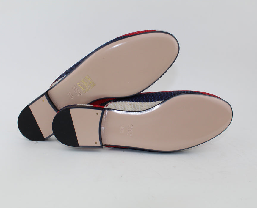 GUCCI PRINCETOWN SYLVIE CANVAS SLIPPERS SIZE 39.5