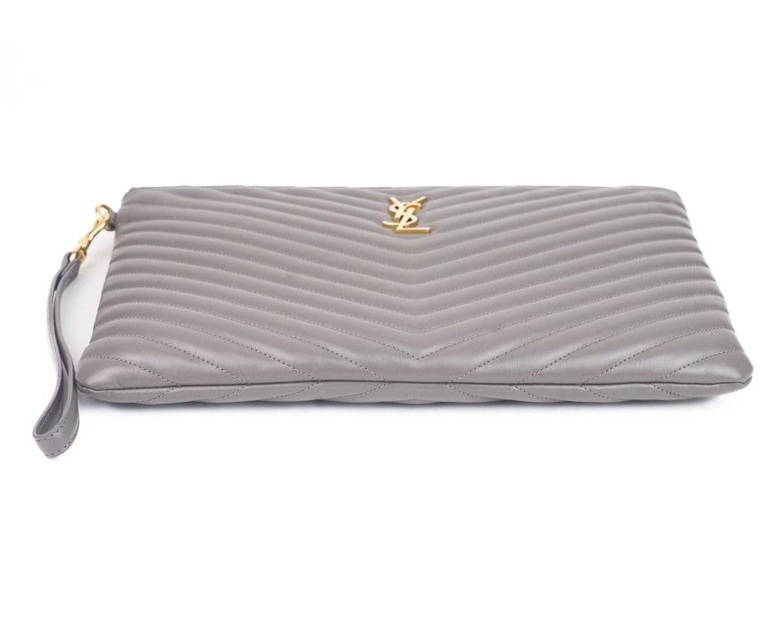 Saint Laurent Matelasse Pouch Grey