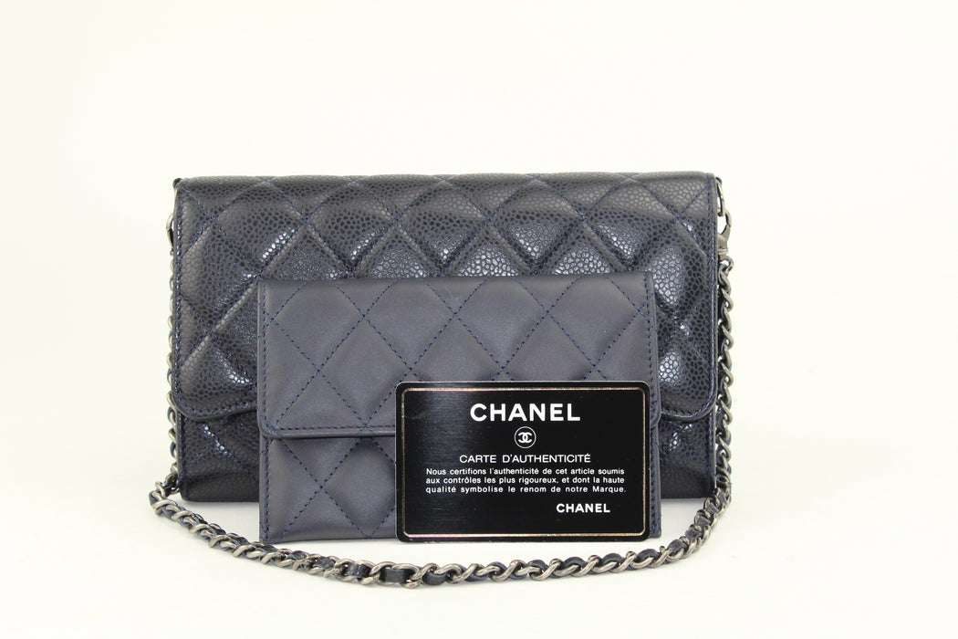 Chanel Navy Wallet with Chain