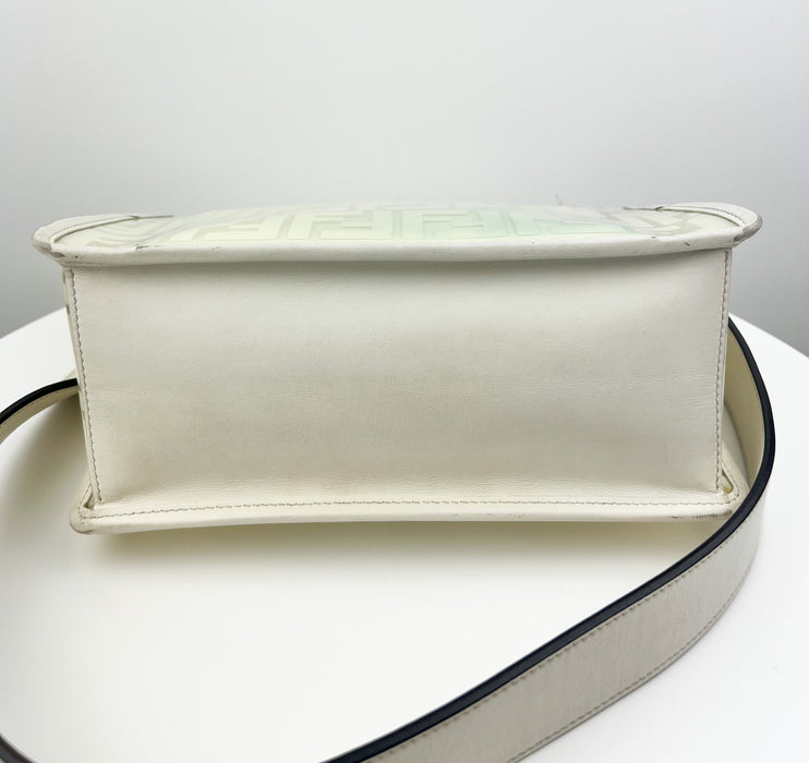 Fendi Small Kan Ivory PVC Shoulder Bag