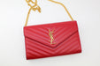 SAINT LAURENT MONOGRAM LEATHER CHAIN BAG RED