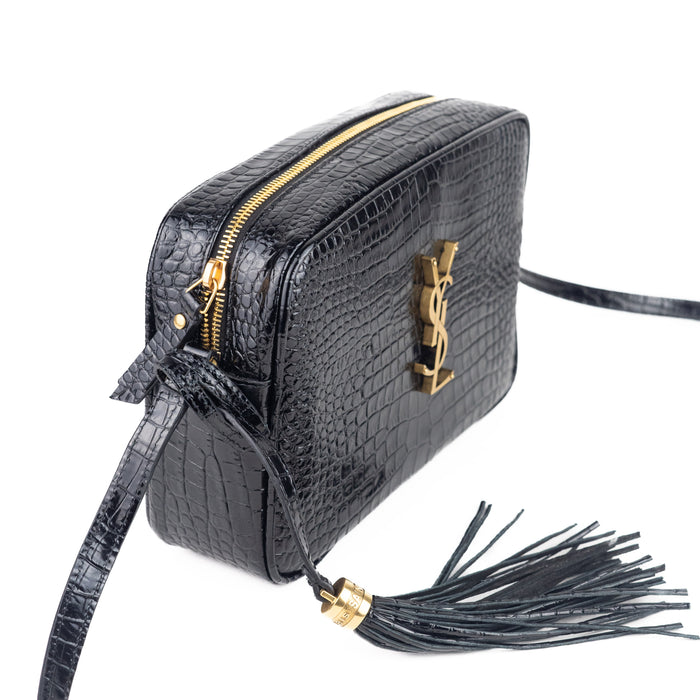 Saint Laurent Croc Embossed Lou Camera bag