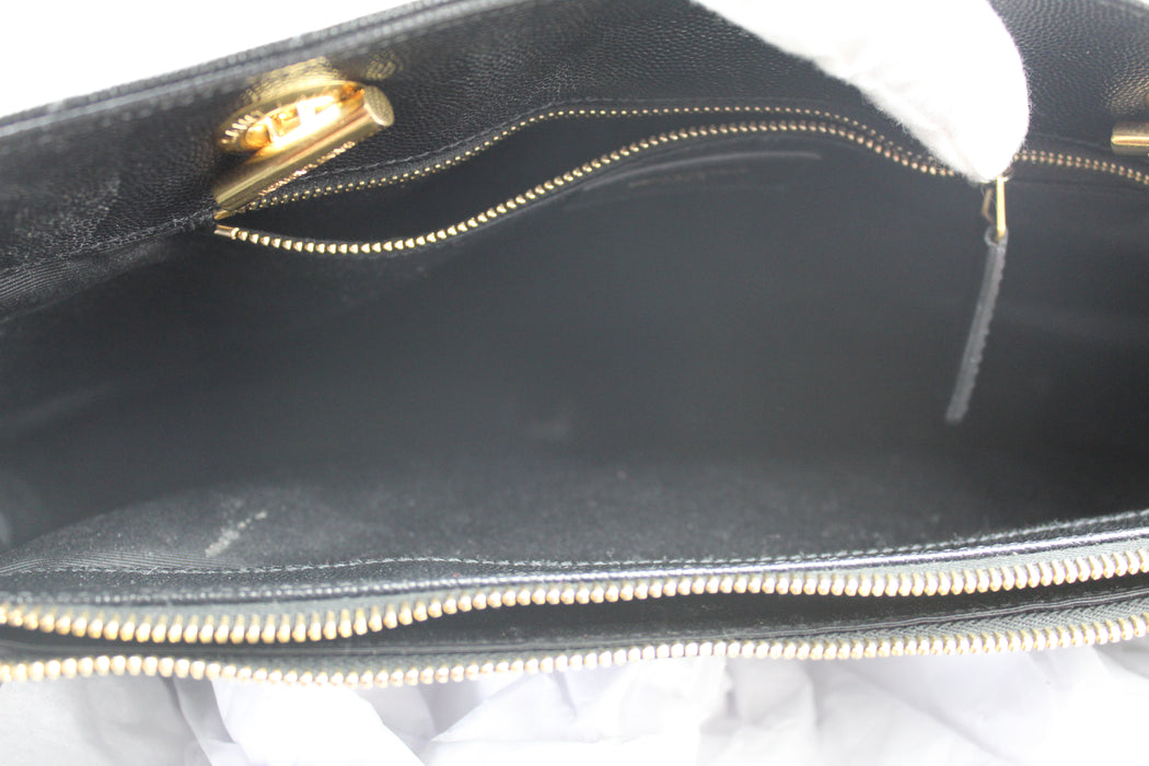 Saint Laurent Cassandra Matelasse Shopper Black Leather Tote