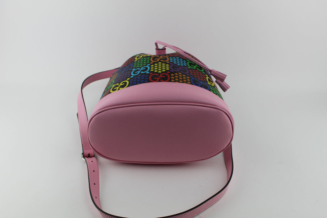 GUCCI BLACK PSYCHEDELIC BUCKET BAG PINK