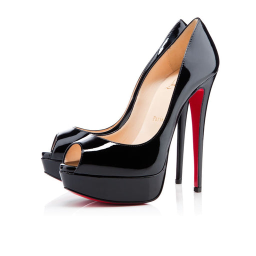 Christian Louboutin Lady Peep Patent Heels in Black