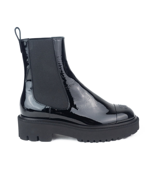 Chanel Patent Leather Boots in Black