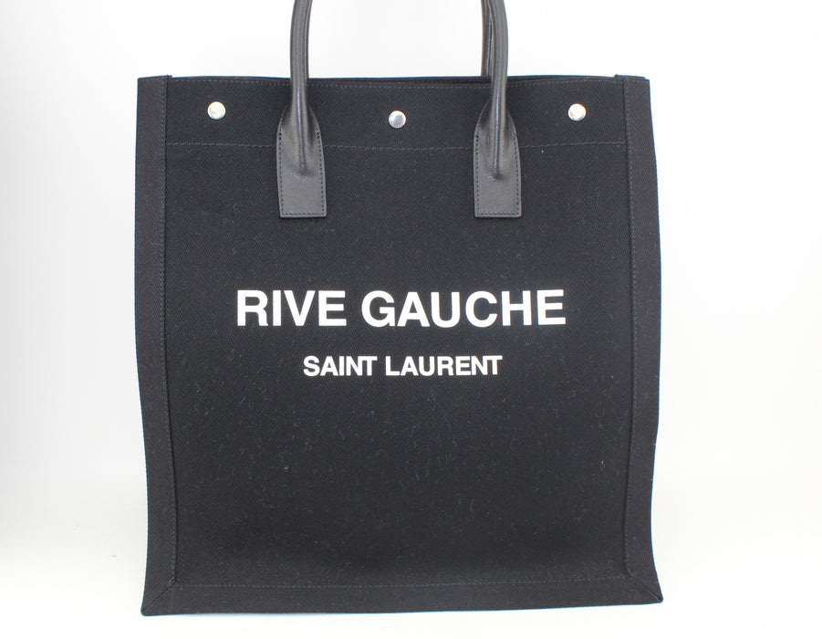 Saint Laurent Black 'Rive Gauche' Shopping Tote