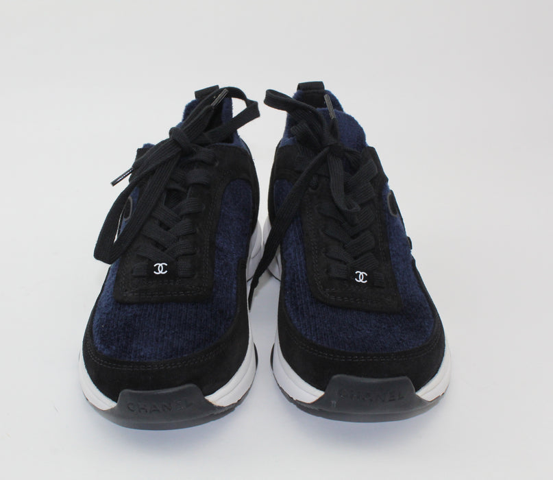 Chanel Fabric & Suede Calfskin Blue & Black