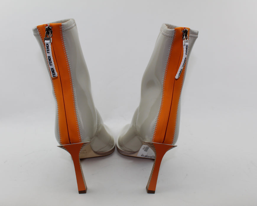 FENDI PATENT NEOPRENE ANKLE BOOTS SIZE 39