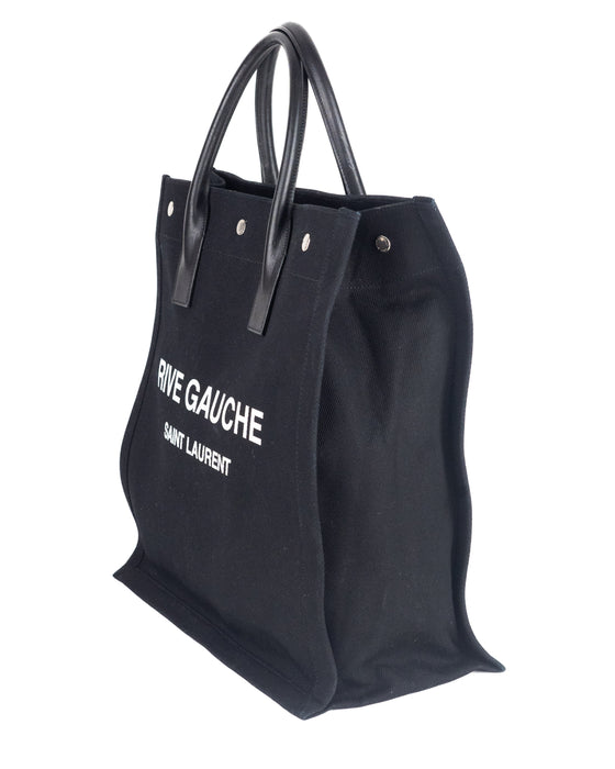 Saint Laurent Black Rive Gauche Shopping Tote