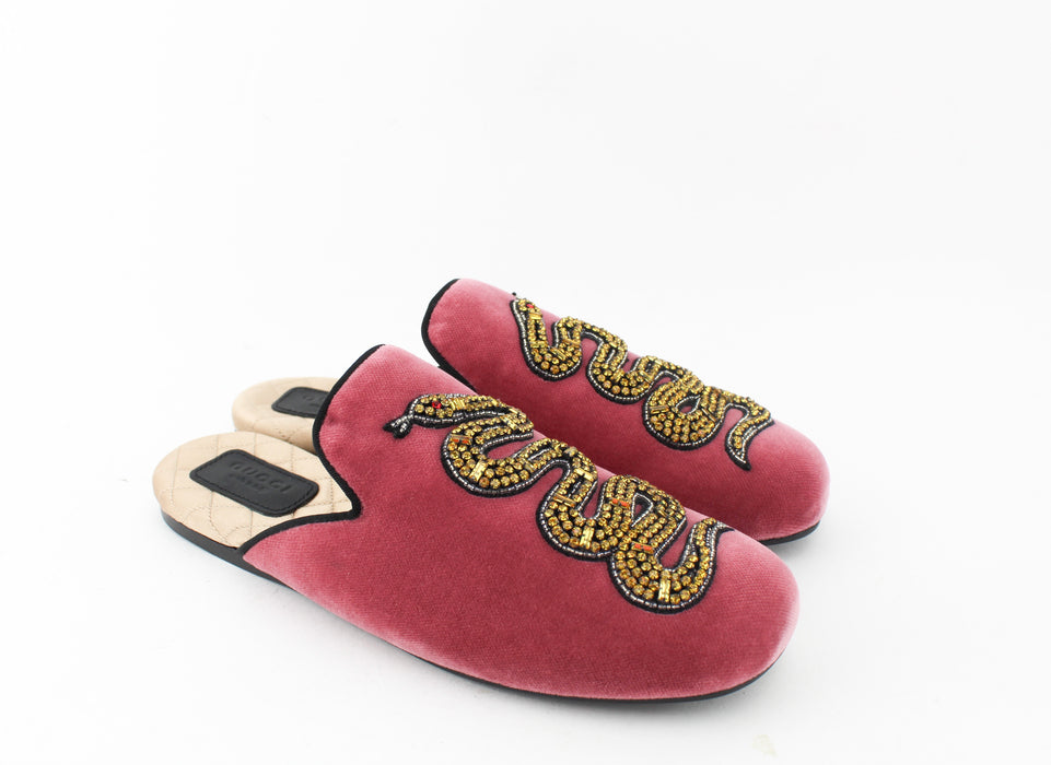 Gucci Lawrence Velvet Snake Mules
