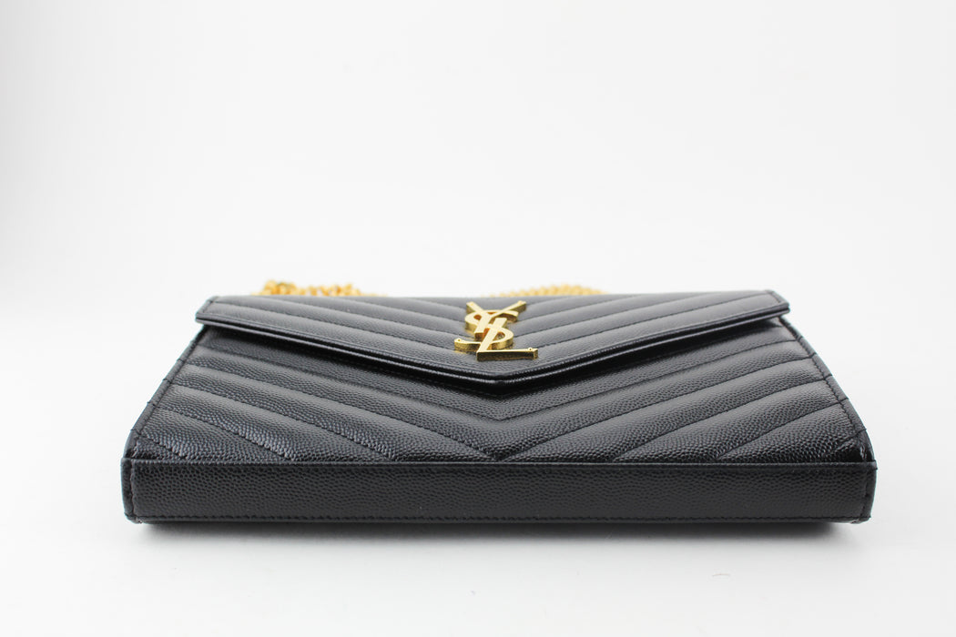 Saint Laurent Monogram Chain Wallet Black