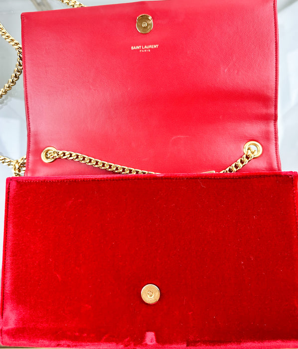 Saint Laurent Velvet Kate Tassel bag Red