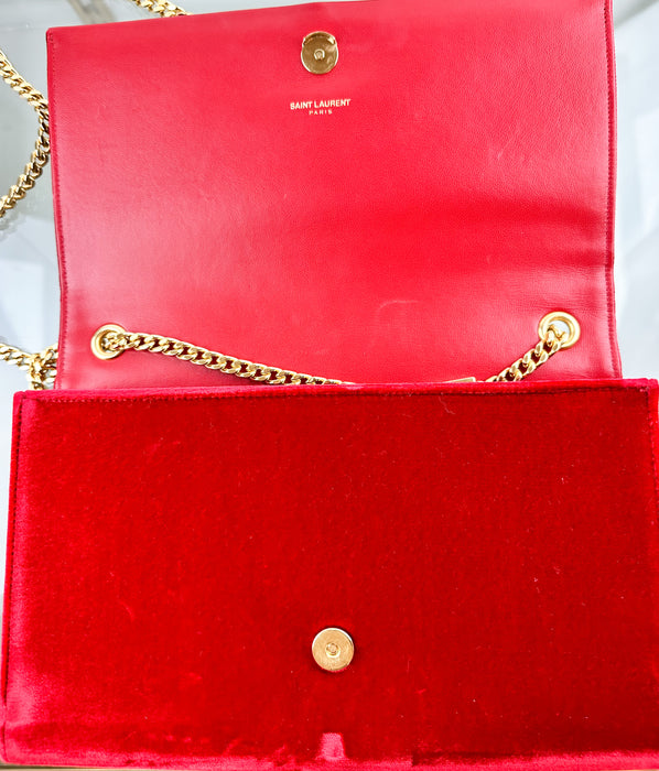 Saint Laurent Velvet Kate Tassel bag Red