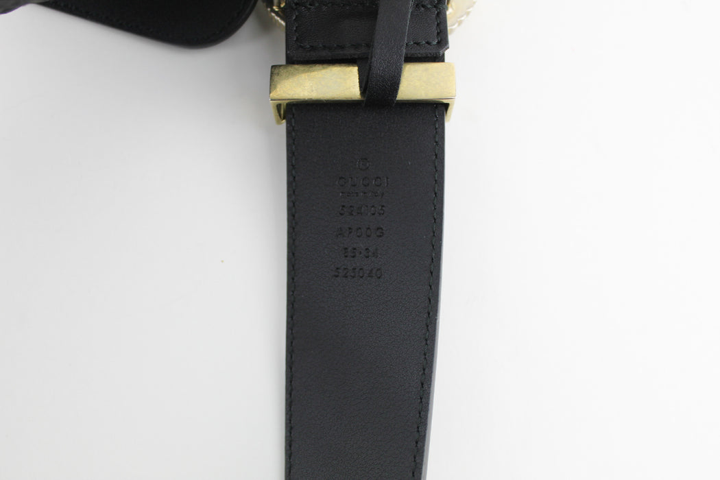 GUCCI LEATHER BELT WITH TORCHON DOUBLE G BUCKLE