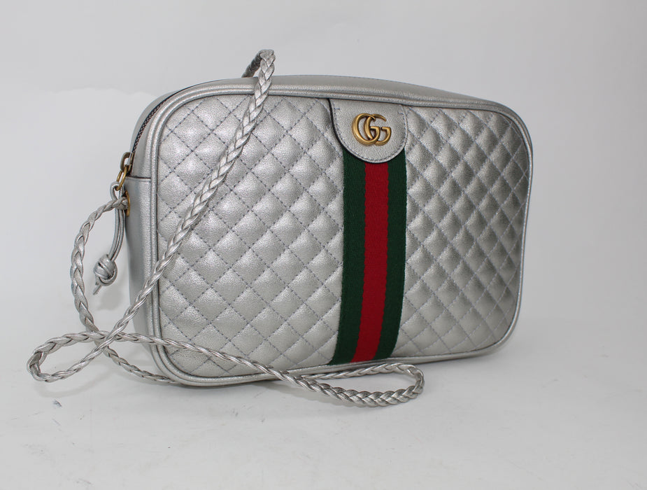 GUCCI METALLIC QUILTED LEATHER SHOULDER BAG - LuxurySnob