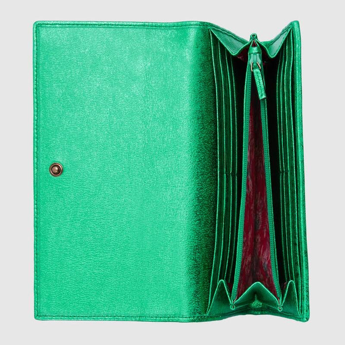 GUCCI LAMINATED CONTINENTAL WALLET IN GREEN