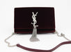 Saint Laurent Velvet Crystal Monogram Kate Tassel Wallet on Chain