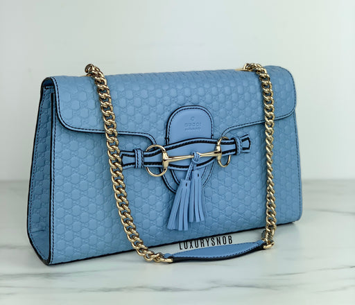 Gucci Emily Guccissima Medium Shoulder bag blue