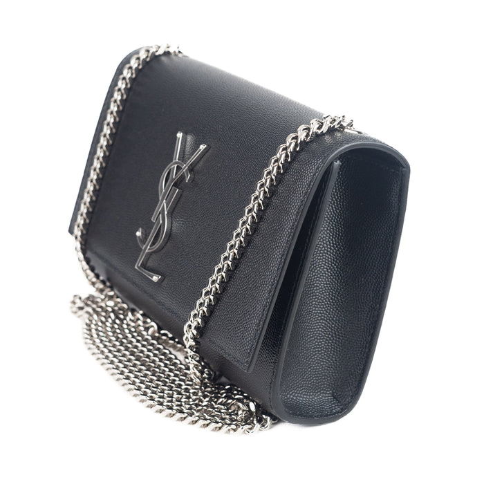 Saint Laurent Kate Small Grain De Poudre Shoulder Bag on Chain