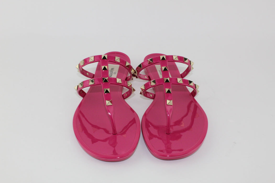 VALENTINO ROCKSTUD THONG SANDAL PINK