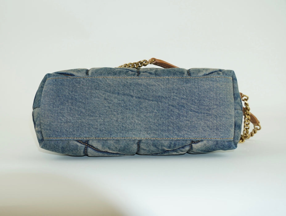 Saint Laurent Puffer Small Chain bag in Quilted Vintage Denim and Suede