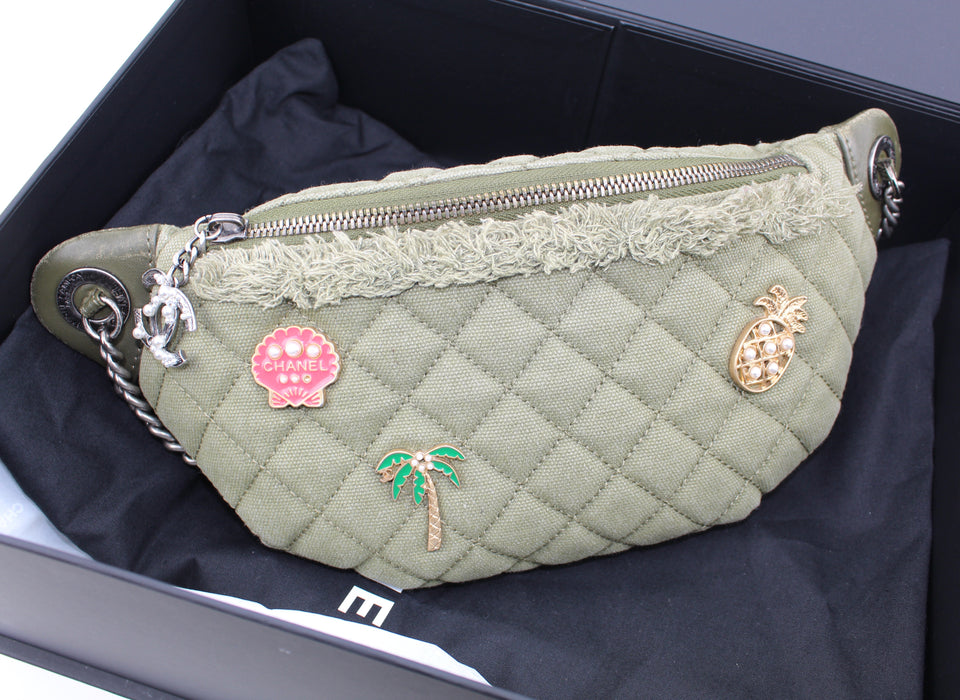 CHANEL COCO CUBA CHARMS KHAKI WAIST BAG